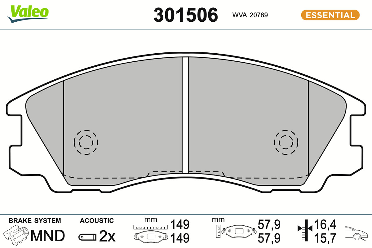 Jeu de 4 plaquettes de frein VALEO ref. 301506